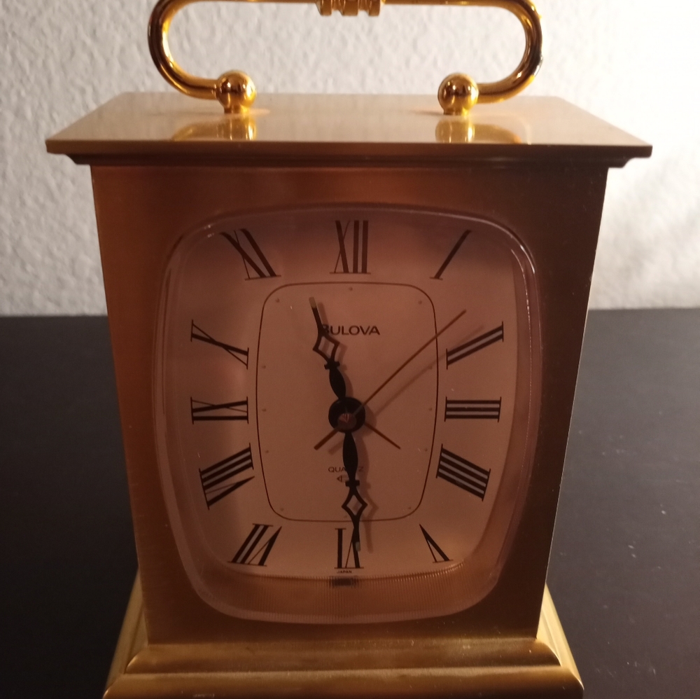 STUNNING Brass Bulova 5" Mantle Clock.